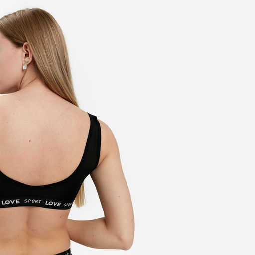 Комплект женский (топ,трусы), цвет чёрный, размер ONE SIZE (42-48)