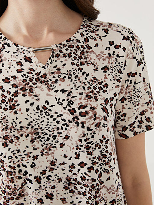 Bisiklet Yaka Desenli Kad?n Bluz