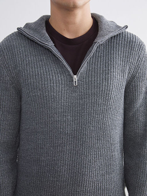 Dik Yaka Erkek Triko Kazak