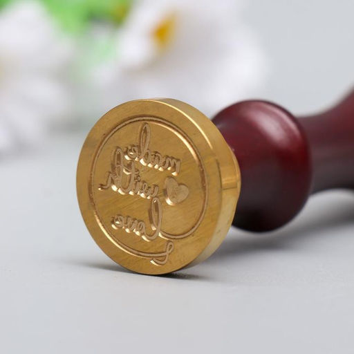 Сургучная печать с деревянной ручкой Made with love, 9×2.5×2.5 см