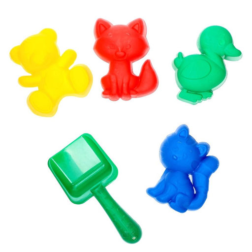 Цена за 2 шт. Набор игрушек для песочницы: 4 формочки, совок с короной, МИКС