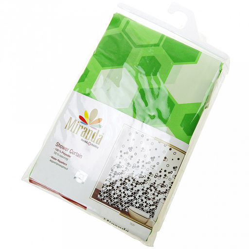 "Miranda" Штора для ванной тканевая 180х200см "Троя, зеленый", без колец, 100% п/э (Турция)