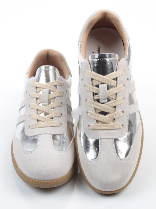 03-270-6C GREY/SILVER Кеды женские (натуральная кожа) - Фабричный китай фото 10