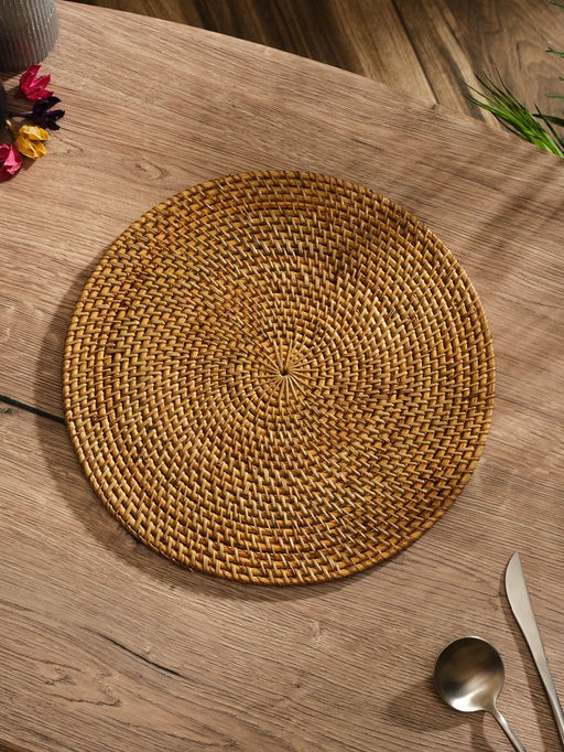 Коврик сервировочный плетеный круглый ротанг, 30х30х0,5 см