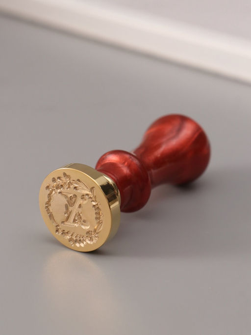 Печать для сургуча с пластиковой ручкой «Венок с буквой X», 2.5×2.5×6.3 см