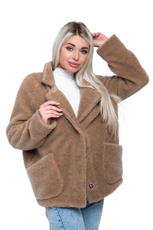 Пальто стильное из верблюжьей шерсти SHORT BARREL, цвет Camel, цвет КОРИЧНЕВЫЙ