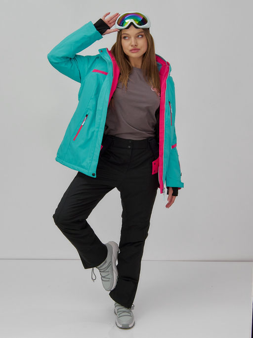 Горнолыжный костюм женский зимний бирюзового цвета 07091Br - Chunmai фото 18