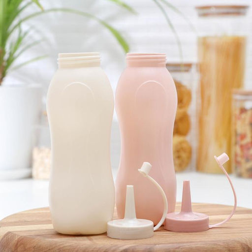 Бутылка для соуса, набор 2 шт., 350 мл, пластик, 11.5×5.5×19.5 см, розовый, жёлтый