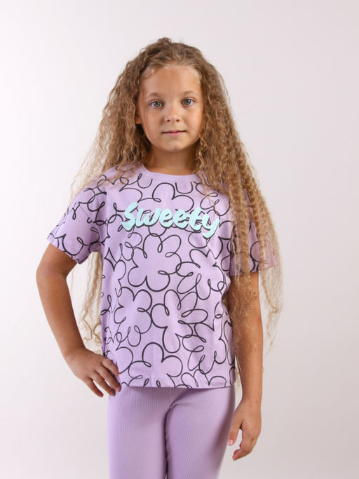 CRB wear / CWKG 50193-45 Пижама для девочки (футболка, брюки),лаванда/Ex.Cherubino  фото 3
