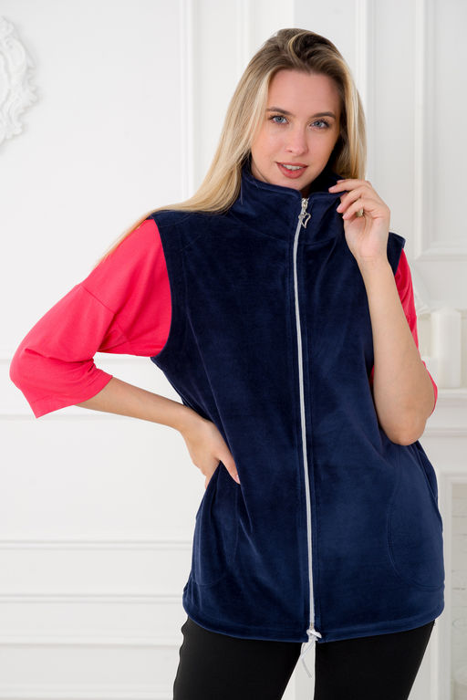 Жилет женский из велюра синий макс - Амадэль фото 12