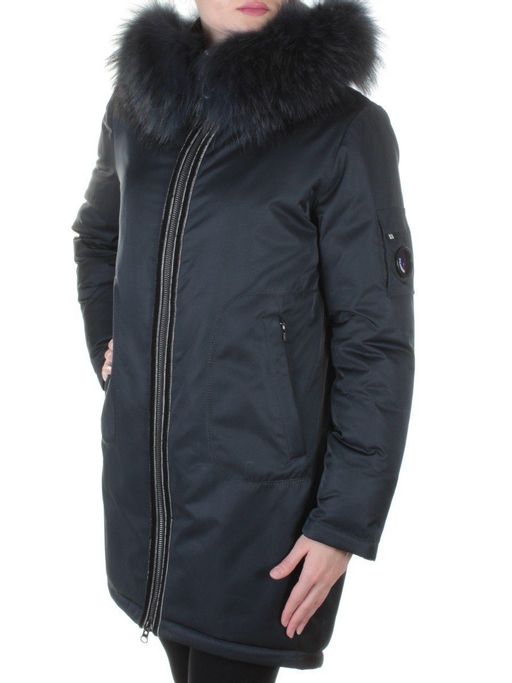 E-1961 DK. BLUE Пальто женское с мехом Evcanbady - Fashion фото 3