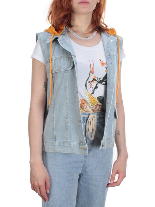 803 BLUE/BLACK Джинсовый жилет женский (100% хлопок) - Фабричный китай фото 26