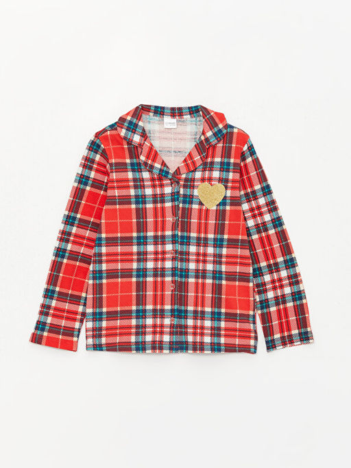 G?mlek Yaka Ekose Uzun Kollu K?z ?ocuk Pijama Tak?m? - Waikiki фото 2