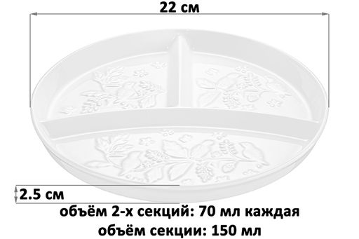 Тарелка секционная д/правильного питания 22*22*2,5 см Птички на ветке цельная глубокая 3 секции - Elan gallery фото 2
