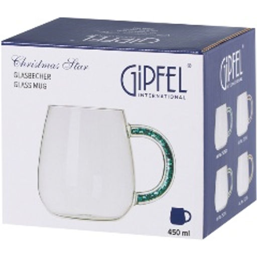 52752 GIPFEL Кружка CHRISTMAS STAR 450 мл, с декоративным наполнителем. Материал: боросиликатное стекло, ПЭТ. Цвет наполнителя: синий