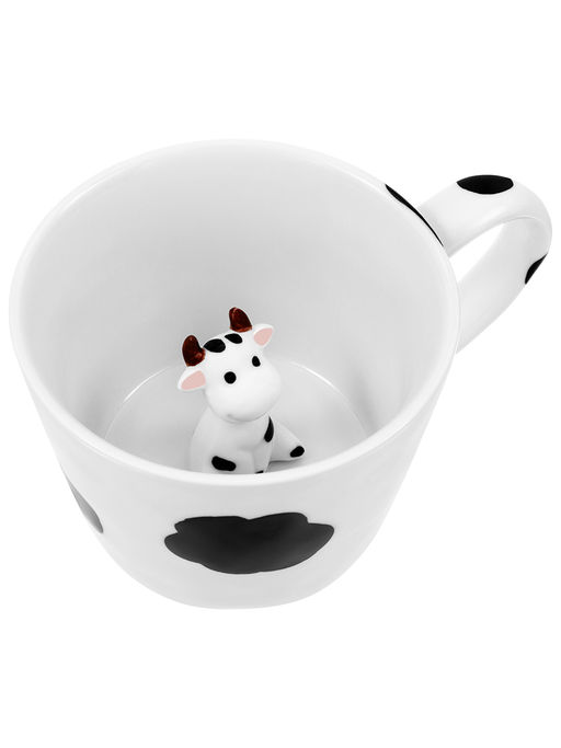 Кружка 300 мл 14*10*7,5 см "Корова" с фигуркой внутри, фарфор