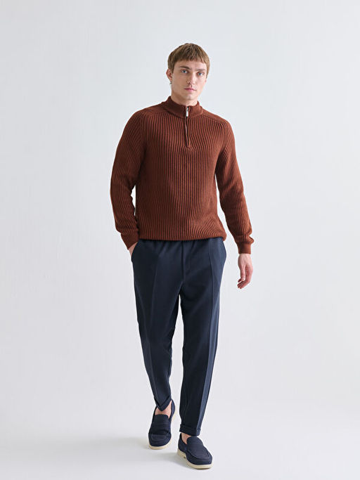 Dik Yaka Uzun Kollu Erkek Triko Kazak