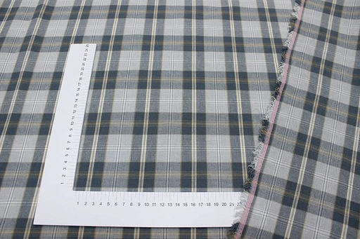 Вареный (стираный) хлопок Клетка цв.св.серый/серо-лазурный, ш.2.54м, хл-100%, 125гр/м.кв - Купава фото 2