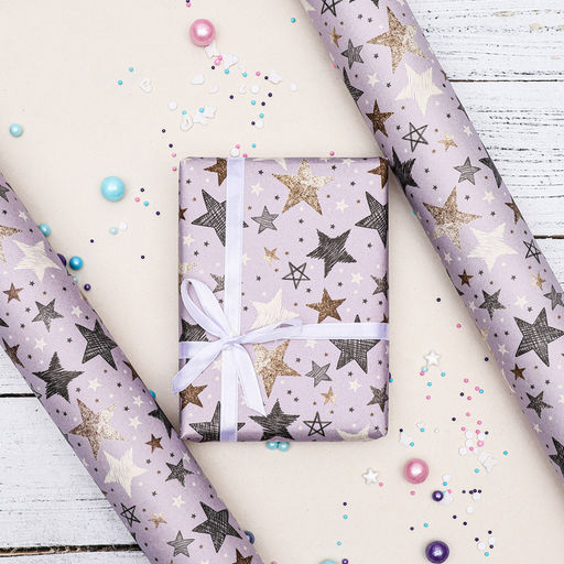 Цена за 2 шт. Бумага упаковочная, крафт «Звезды», 70×100 см, 1 лист