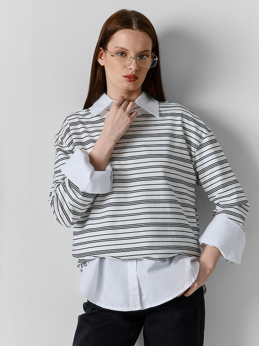 Джемпер женский в полоску оверсайз - Mark formelle фото 6