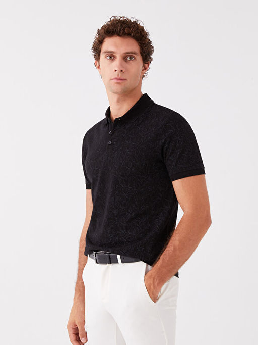 Polo Yaka K?sa Kollu Desenli Erkek Ti??rt