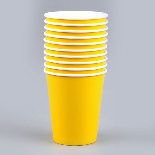 Стакан бумажный однотонный, объём 250 мл, в наборе 10 шт., цвет жёлтый - Страна карнавалия фото 2