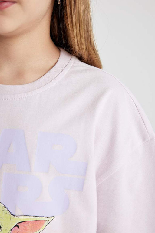 Футболка с круглым вырезом и короткими рукавами для девочек Звездные войны-Мандалорец - Defacto фото 8