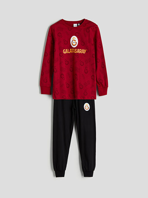 Bisiklet Yaka Galatasaray Bask?l? Erkek ?ocuk Pijama Tak?m?