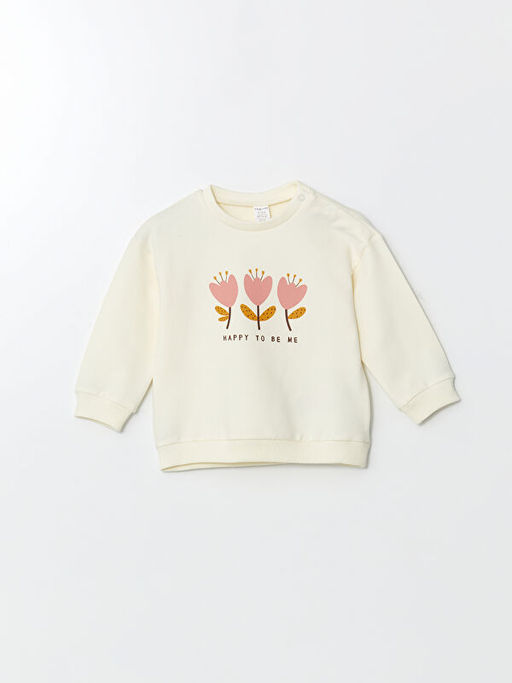 Bisiklet Yaka ?i?ekli K?z Bebek Bluz ve Pantolon 2li