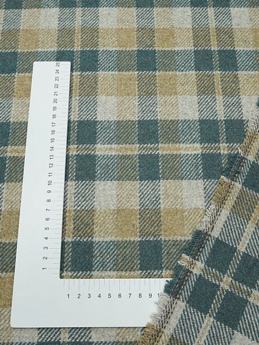 Шерсть пальтово-костюмная Твид Клетка цв.морская волна, ш.1.45м, шерсть-50%, п/э-50%, 390гр/м.кв - Купава фото 18