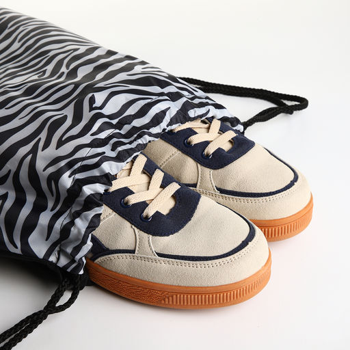 Мешок для обуви Зебра, 32*0,5*40 см, отд на шнурке, белый/черный - Simaland фото 4