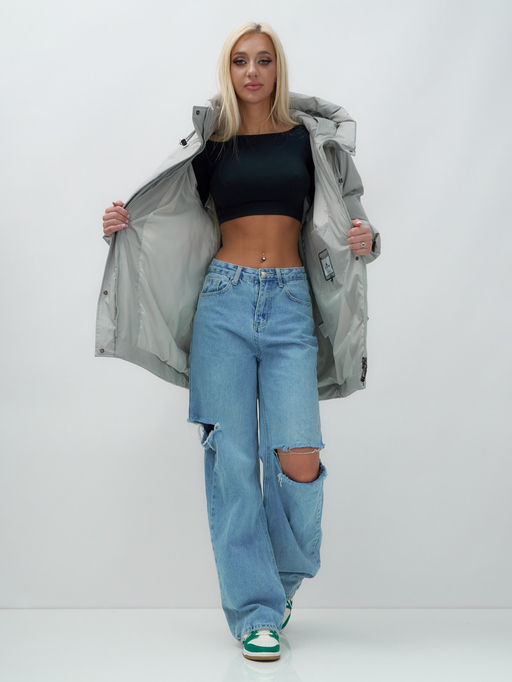 Куртка летучая мышь женская с капюшоном зимняя зеленого цвета 9617Z - Mtforce фото 15