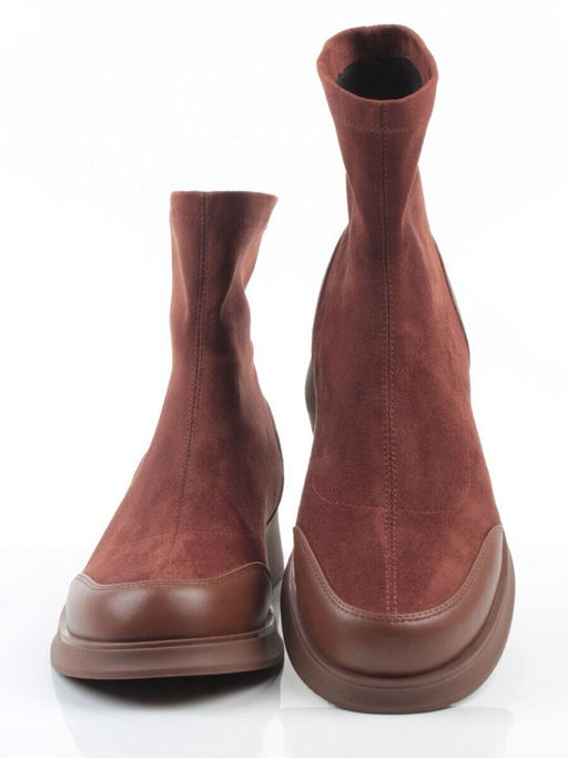 01-H24B-34HJ BROWN Ботинки демисезонные женские (натуральная кожа, искусственная замша)