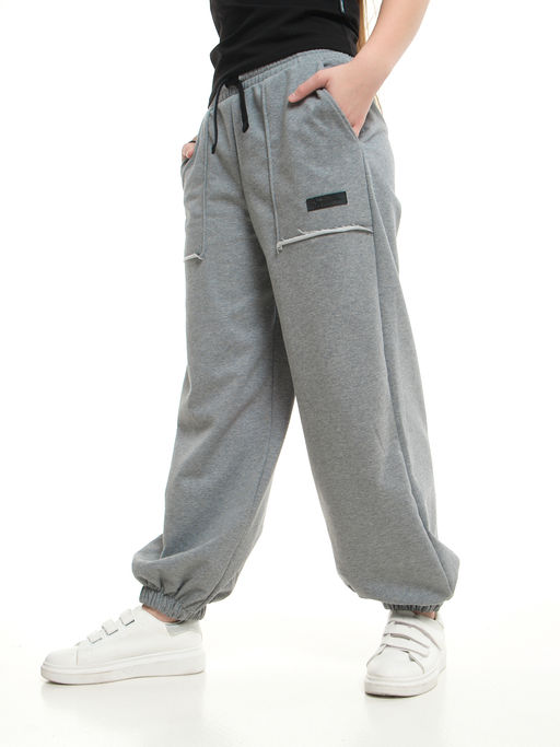 Брюки для девочки с карманами 22-0066 темно-серый меланж - Mini maxi фото 8