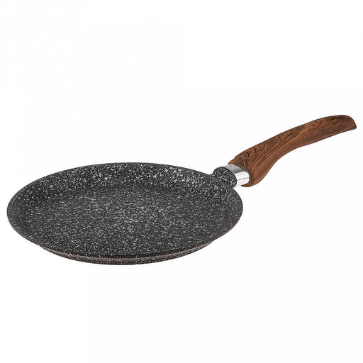 Сковорода блинная с антипригарным покрытием д24см "Гармония", пластмассовая ручка с покрытием "soft-touch" под дерево, "Мрамор" (Россия)