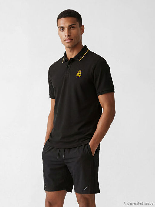 Polo Yaka Real Madrid Bask?l? Erkek Spor Ti??rt