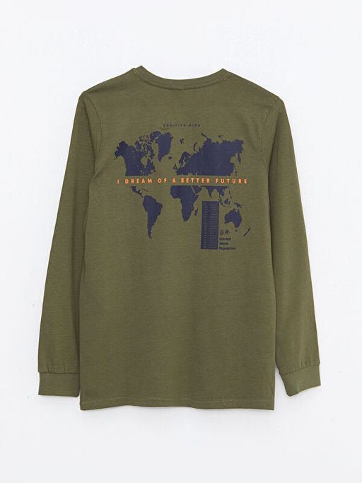 Bisiklet Yaka Bask?l? Uzun Kollu Erkek ?ocuk Ti??rt - Waikiki фото 2