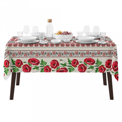 "Мир Вам" Скатерть 180х145см, длина стола до 140см, на 6 персон, хлопок "Комфорт" 171г/м2, "Домашняя мода" (Россия)
