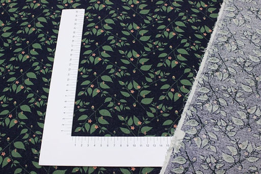 Хлопколен Цветущие веточки цв.чернильный, ш.1.5м, лен-20%, хлопок-80%, 130гр/м.кв - Купава фото 5