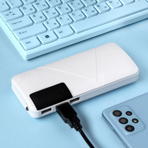 Внешний аккумулятор Luazon PB-05, 6000 мАч, 3хUSB, 2 А, дисплей, фонарик, белый - Luazon home фото 2