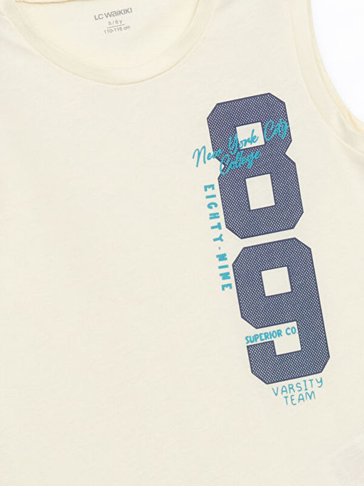 Bisiklet Yaka Bask?l? Erkek ?ocuk Atlet