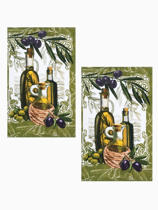 Набор полотенец Доляна Оливки 35602 см - 2 шт.,100% хлопок, рогожка,162 г/м