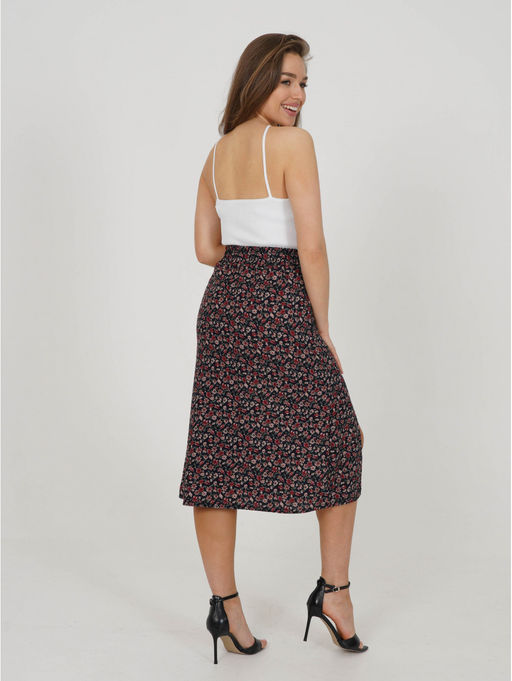 Хельга юбка женская(цветы темно-синий)