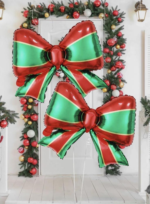 Рождественские шары с бантами, набор из 2 штук