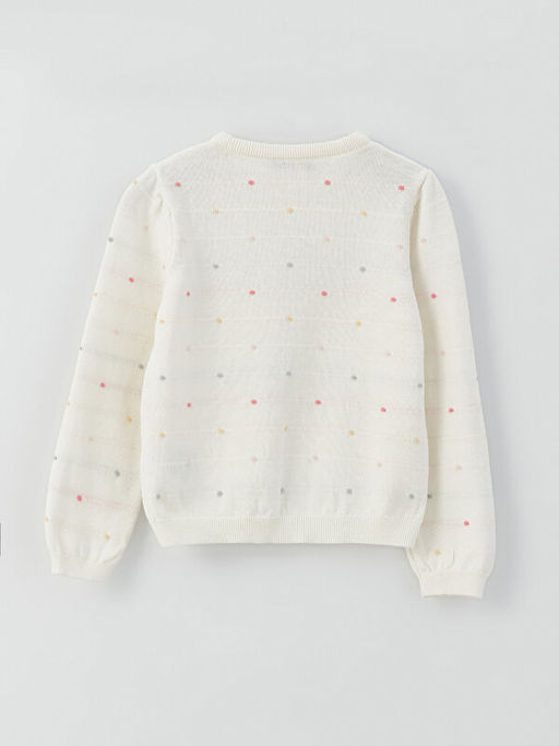 Bisiklet Yaka Desenli Uzun Kollu K?z ?ocuk Triko Kazak - Waikiki фото 2