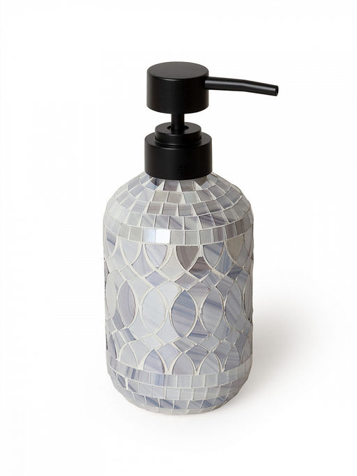 Диспенсер для жидкого мыла 350мл мрамор-серый стекло, пластик АБС - Denastia фото 3