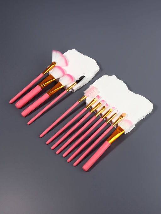 Набор кистей для макияжа COLOR POWER pink, 12 шт., футляр, розовый