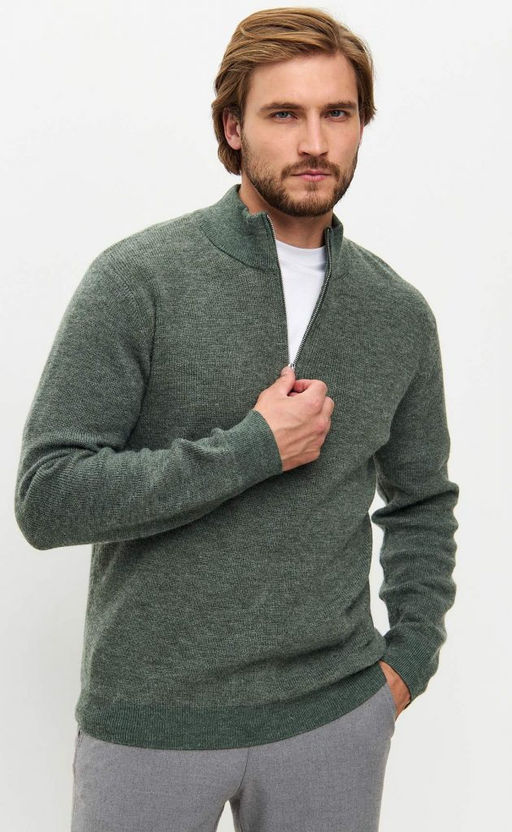 Джемпер мужской с воротником-стойкой на молнии F321-15304Rus зеленый - Fine joyce фото 10