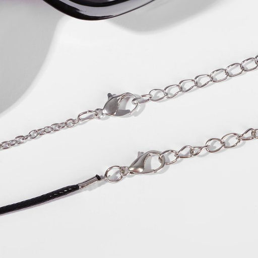 Кулоны Неразлучники цветок и сердце, цвет розово-голубой в серебре, 45 см - Tell your story фото 4