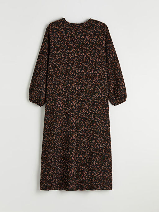 Bisiklet Yaka Desenli A Kesim Elbise